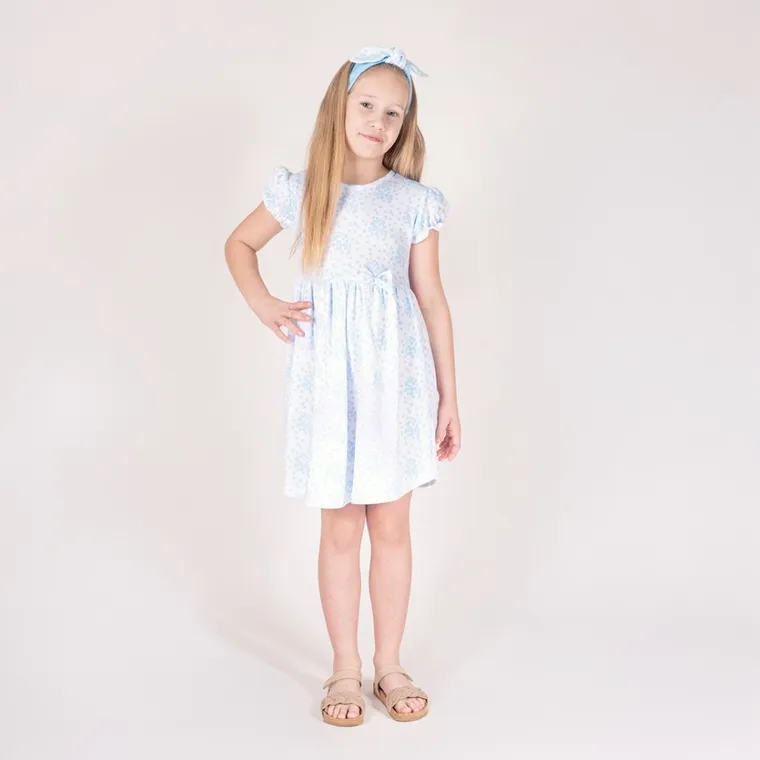 Sukienka dziewczęca z krótkim rękawem, biała, Nicol