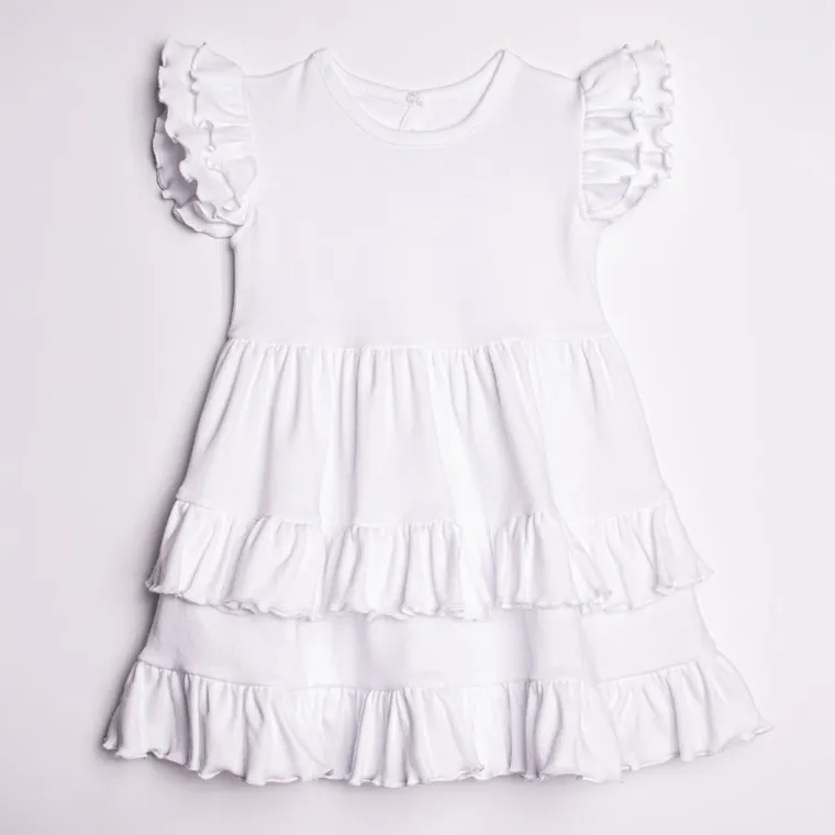 Sukienka dziewczęca z krótkim rękawem, biała, Nicol