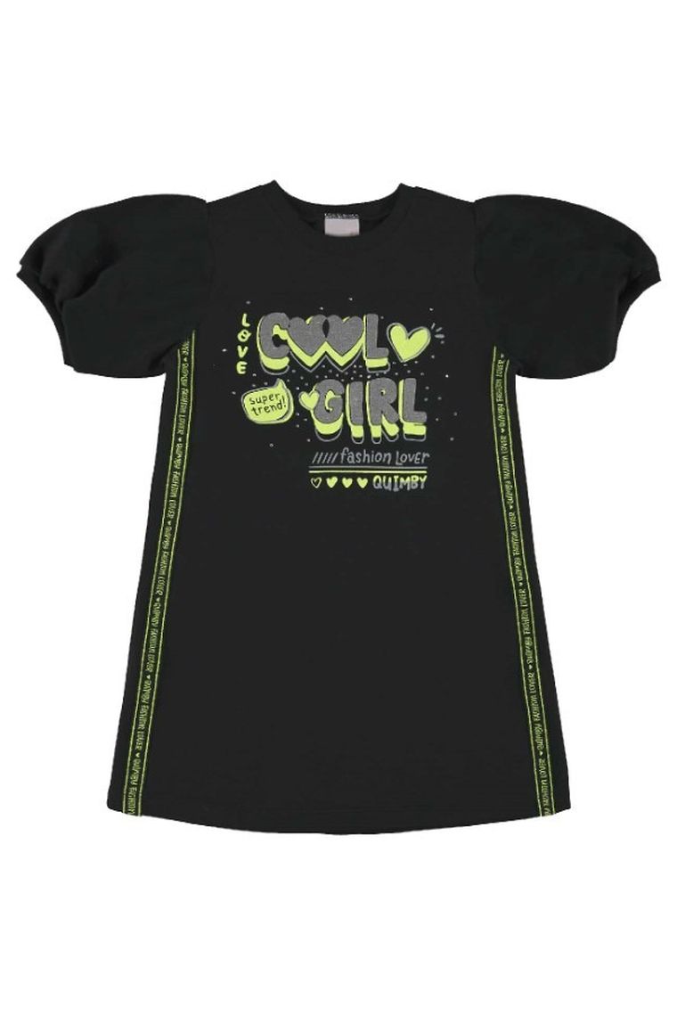 Sukienka dziewczęca z krótkim rękawem, czarna, Quimby