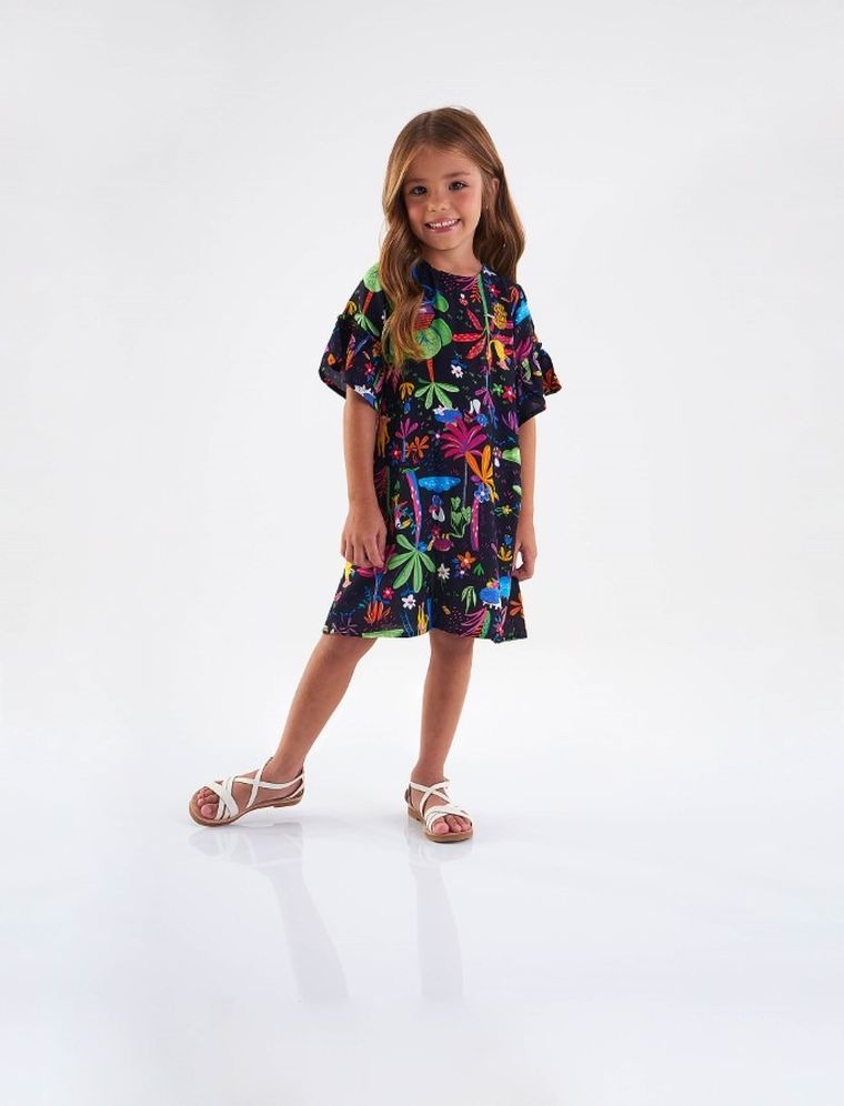 Sukienka dziewczęca z krótkim rękawem, czarna, Up Baby
