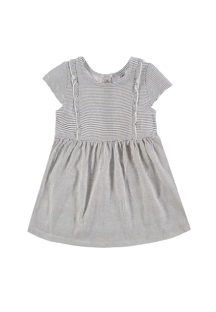 Sukienka dziewczęca z krótkim rękawem, czarno-biała, Tom Tailor