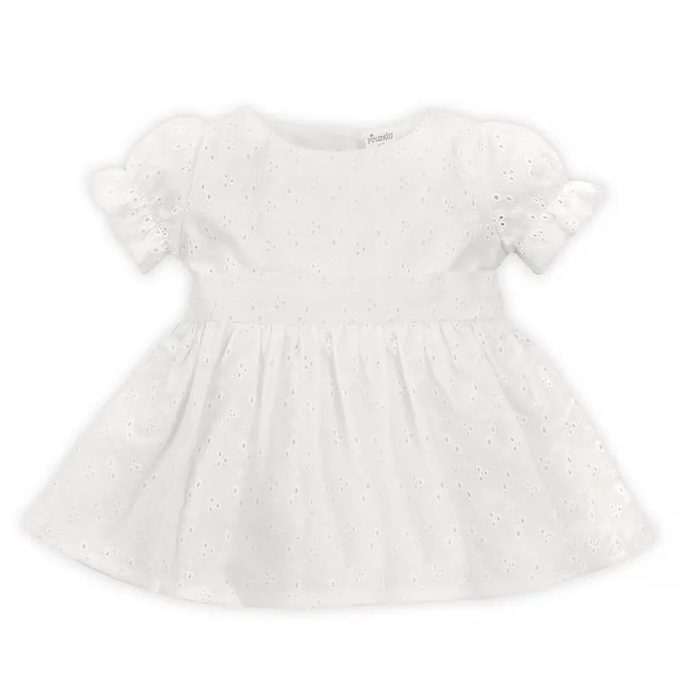 Sukienka dziewczęca z krótkim rękawem, ecru, Charlotte, Pinokio