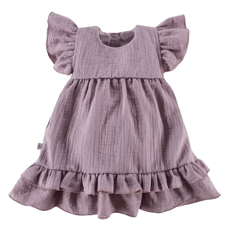 Sukienka dziewczęca z krótkim rękawem, fioletowa, Eevi