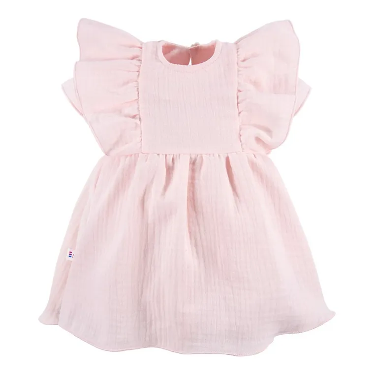 Sukienka dziewczęca z krótkim rękawem, jasnoróżowa, Eevi