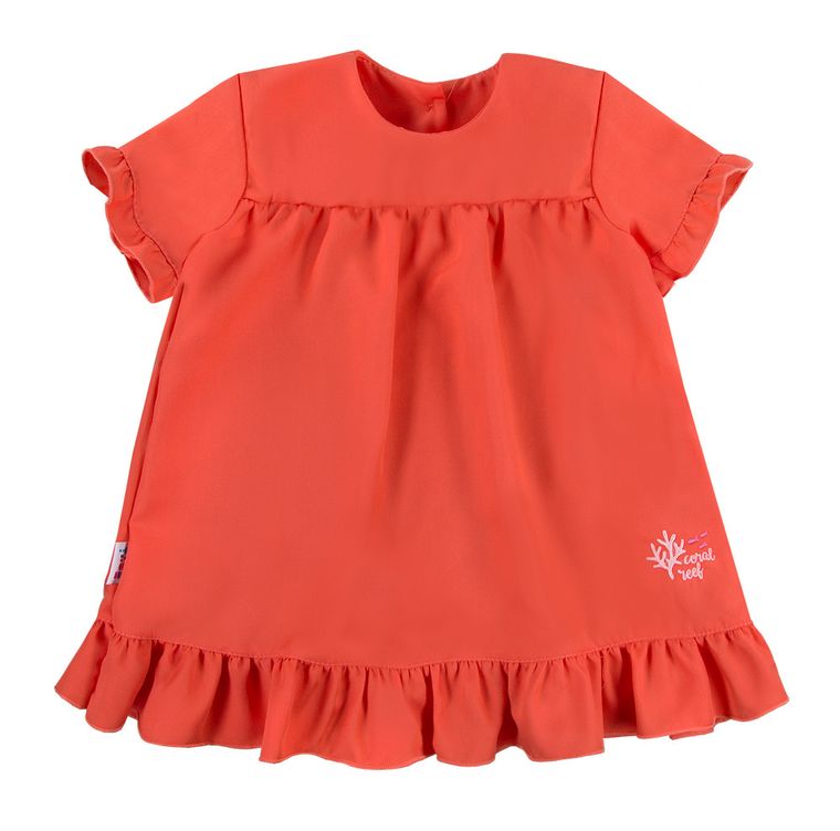 Sukienka dziewczęca z krótkim rękawem, koralowa, Eevi
