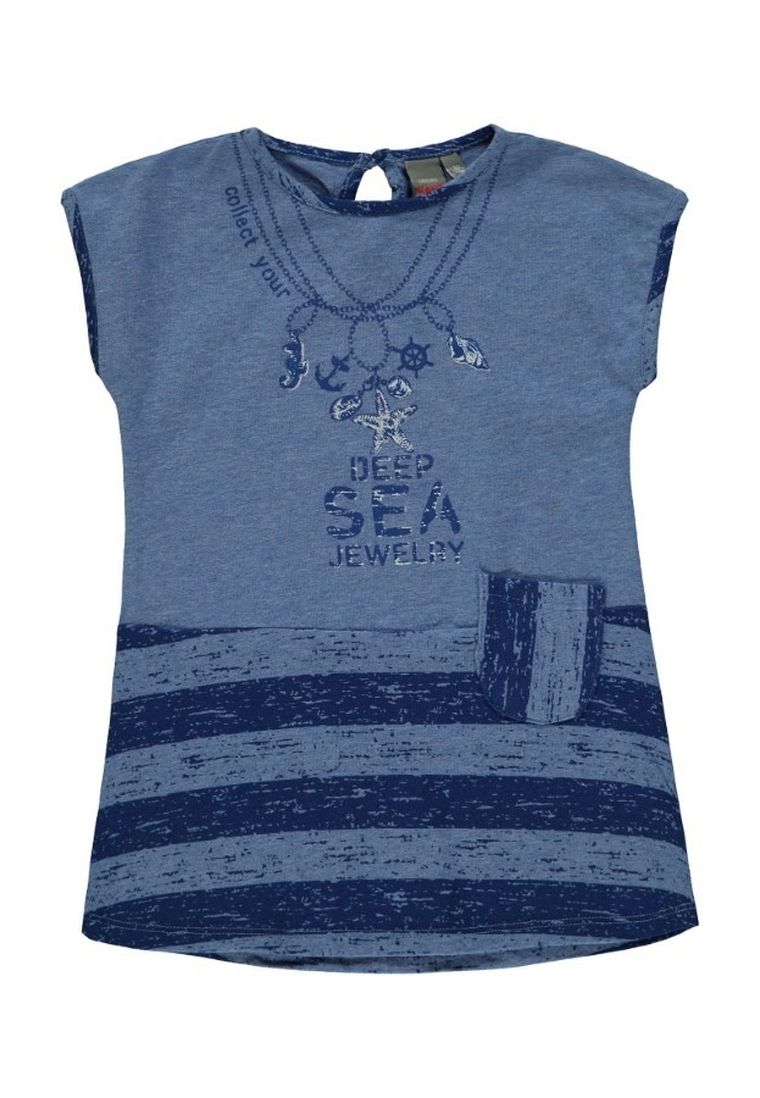 Sukienka dziewczęca z krótkim rękawem, niebieska, Kanz