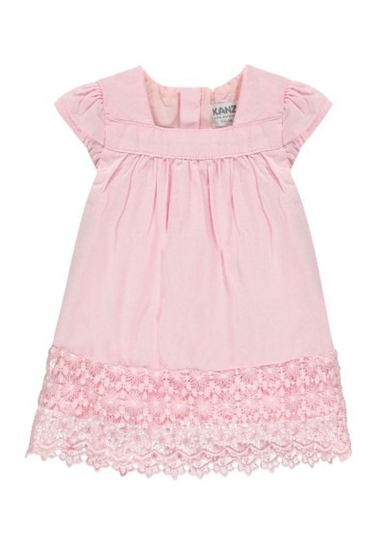 Sukienka dziewczęca z krótkim rękawem, różowa, Kanz