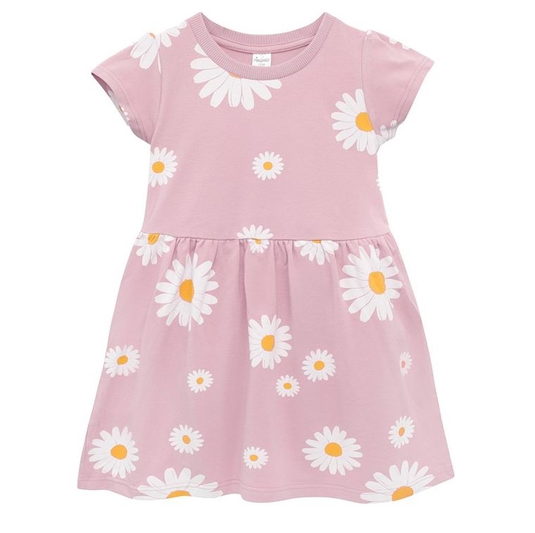 Sukienka dziewczęca z krótkim rękawem, różowa, Pinokio