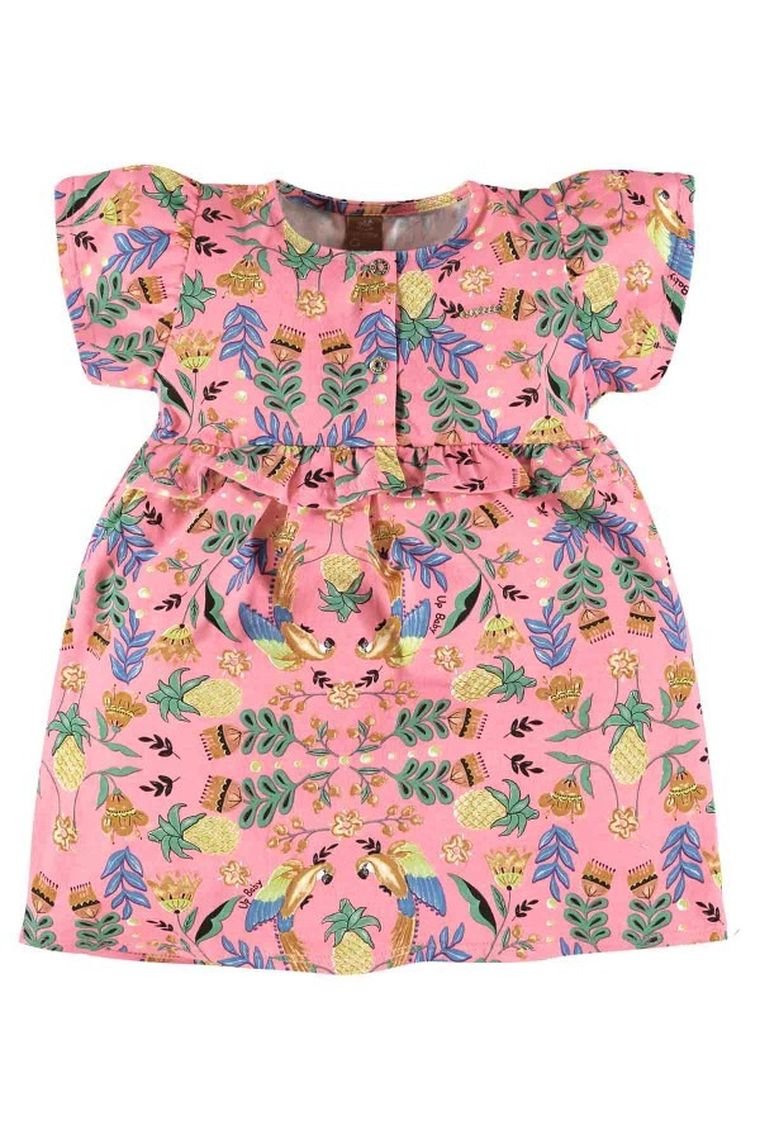 Sukienka dziewczęca z krótkim rękawem, różowa, Up Baby