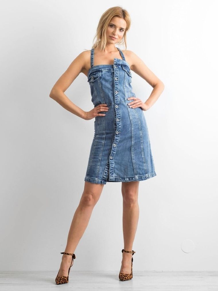 Sukienka jeansowa damska, niebieska, Factory Price