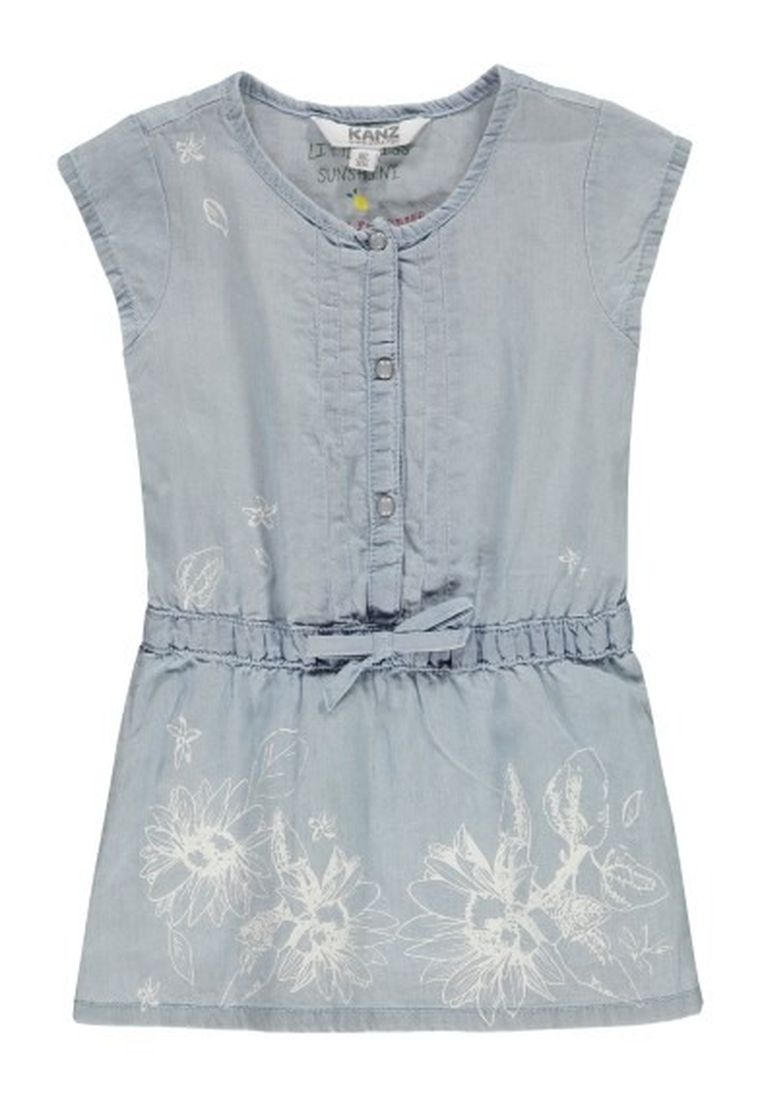 Sukienka jeansowa dziewczęca z krótkim rękawem, jasny denim, Kanz