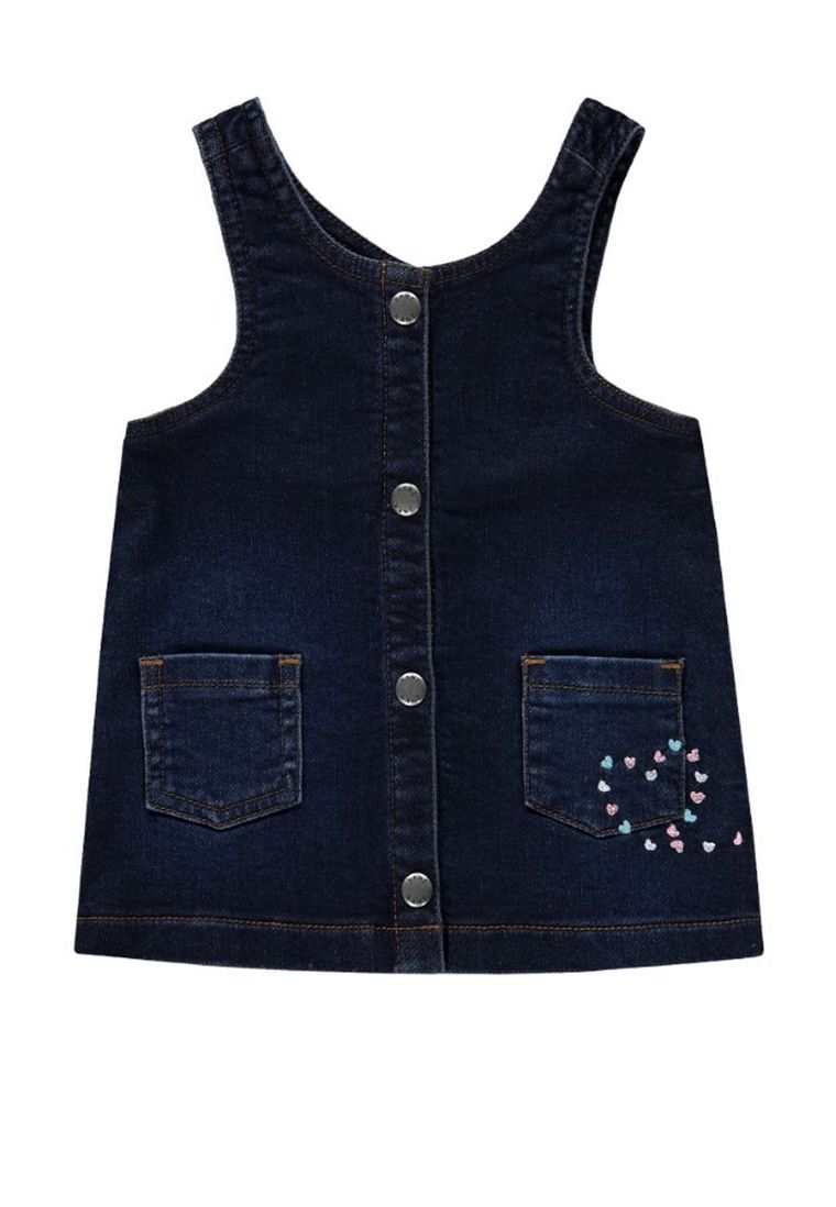 Sukienka ogrodniczka jeansowa dziewczęca, granatowa, Kanz