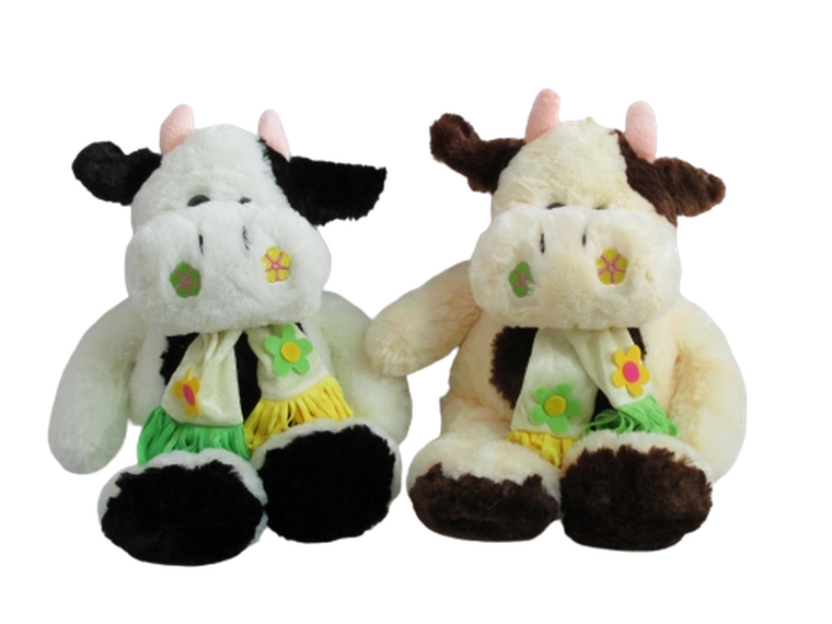 Sun-Day, maskotka, krowa siedząca w szaliku, 32 cm