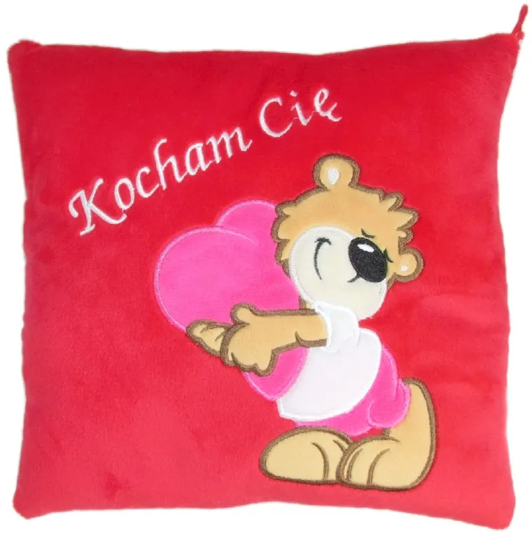 Sun-Day, poduszka, Kocham Cię, miś z serduszkiem, czerwona