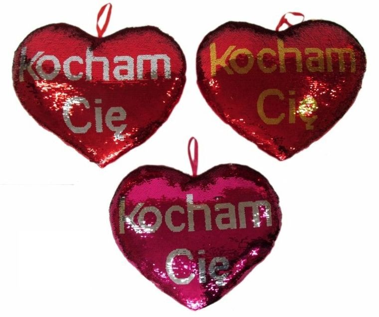 Sun-Day, poduszka, serce cekinowe 37 cm, 1 szt.