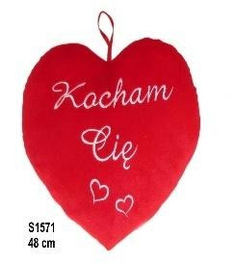 Sun-Day, poduszka, serce, Kocham Cię, czerwona, 48 cm