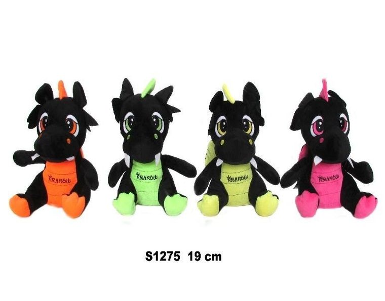 Sun-Day, Smok "Kraków", maskotka, czarny neonowy, 19 cm, 1 szt.