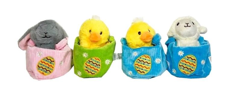 Sun-Day, Zwierzątko wielkanocne w koszyczku, maskotka, 13 cm, 1 szt.