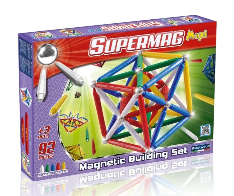 Supermag Maxi Classic, klocki magnetyczne, 92 elementy