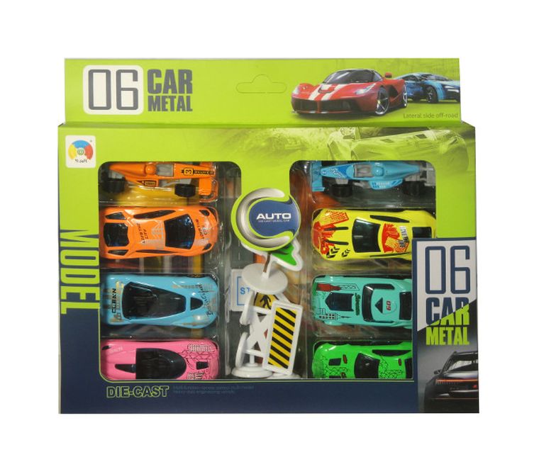 Swede, autka metalowe z matą, resoraki, 8 szt.