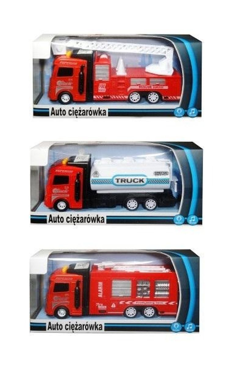 Swede, ciężarówka, pojazd ze światłem i dźwiękiem, czerwony