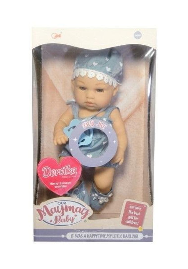 Swede, Dorotka, lalka śpiewająca i mówiąca po polsku, szare ubranko