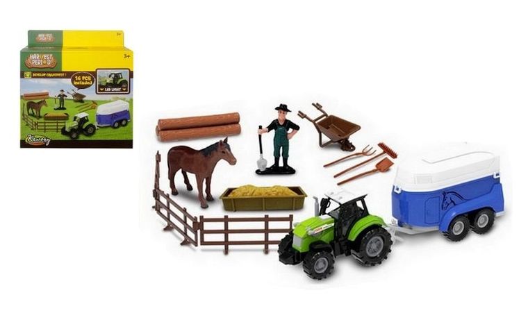 Swede, farma, traktor z figurkami i zagrodą