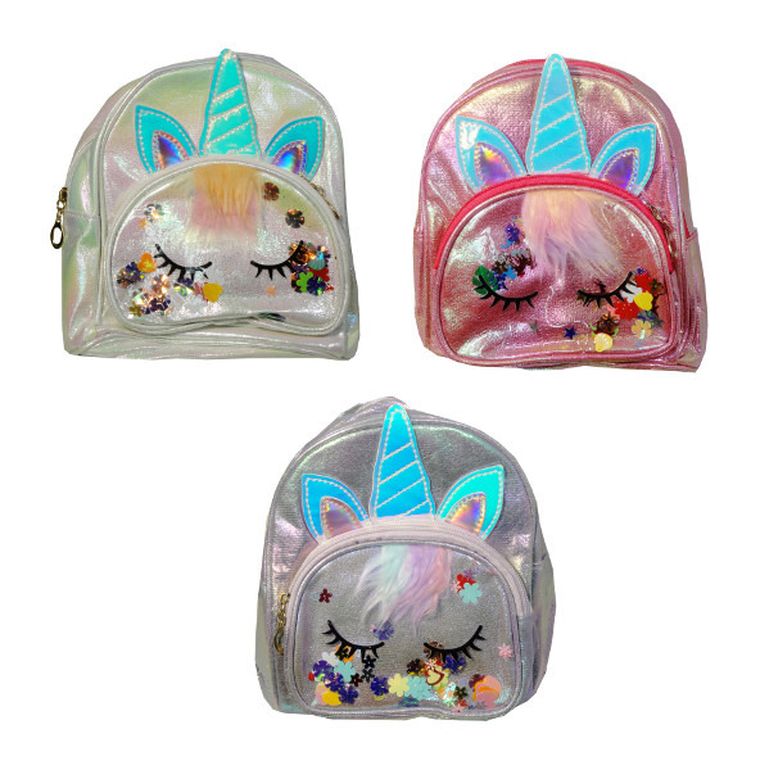 Swede, jednorożec, plecak z aplikcjami 3D, srebrzysty, 1 szt.