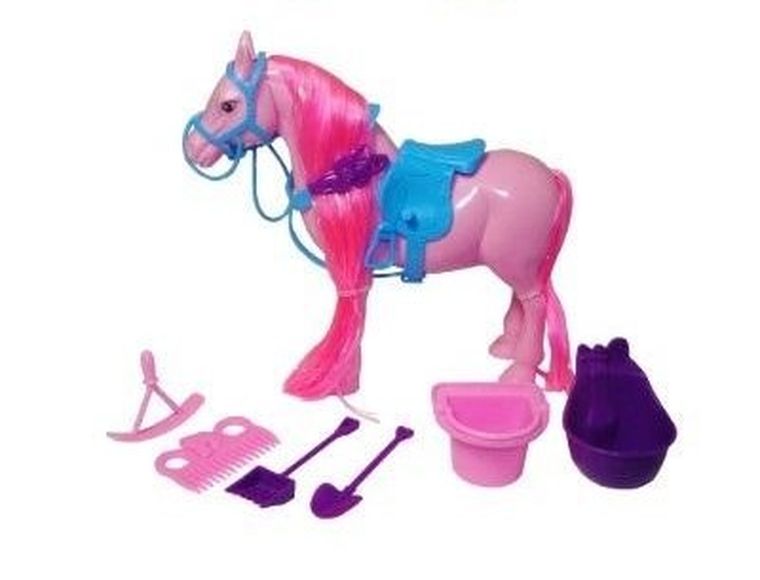 Swede, koń z kolorową grzywą, zestaw z akcesoriami