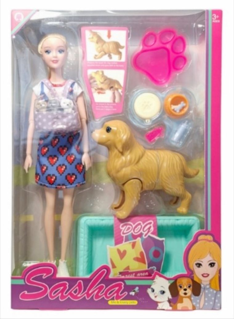 Swede, lalka w ciąży, zestaw figurką pieska, 1 szt.