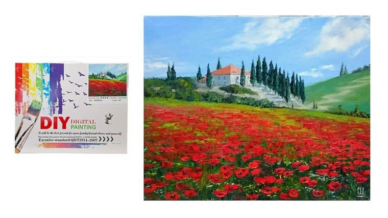 Swede, malowanie po numerach, pole maków