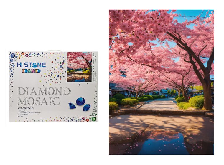 Swede, mozaika diamentowa, Drzewa kwitnącej wiśni