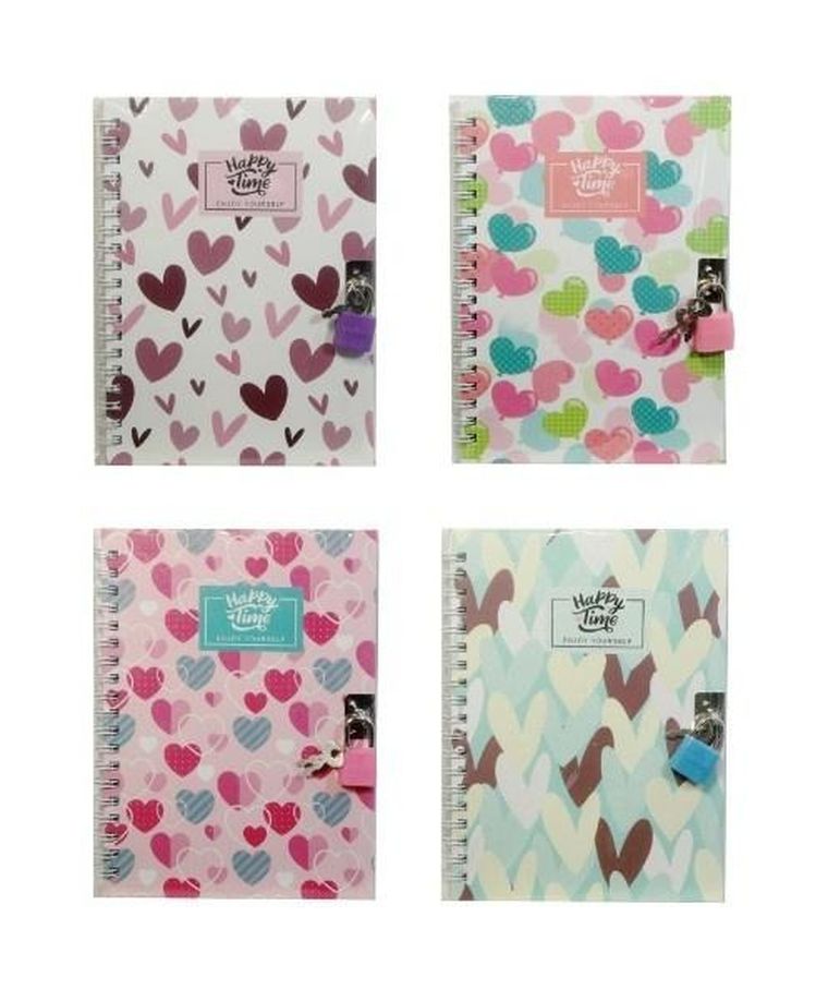 Swede, pamiętnik z kłódką, serca, 1 szt.