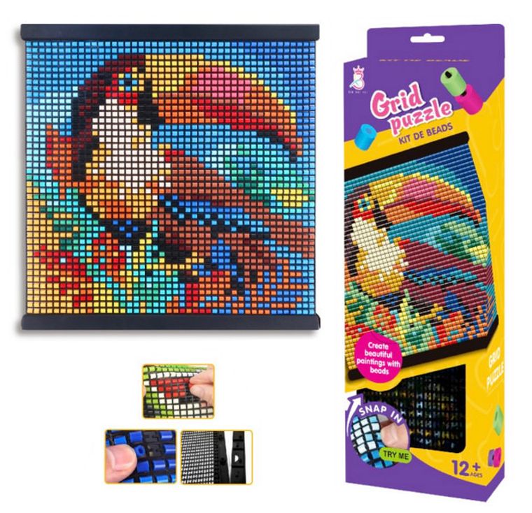 Swede, papuga, koralikowa mozaika