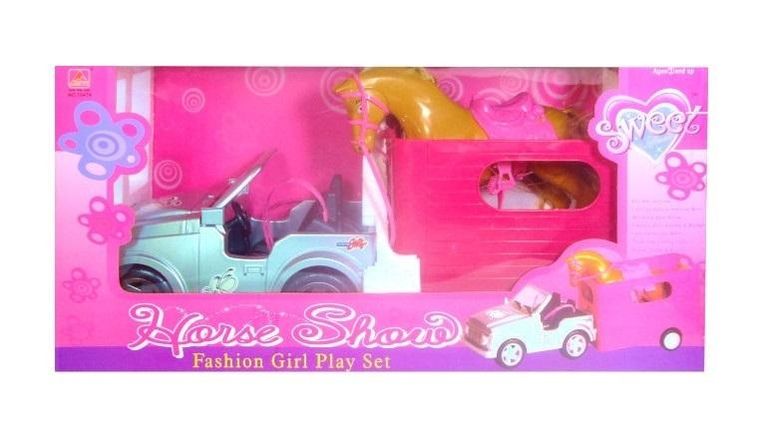 Swede, pojazd z przyczepą i koniem, zestaw z akcesoriami