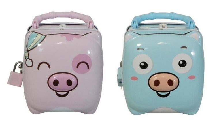 Swede, skarbonka z kłódką i uchwytem, świnka