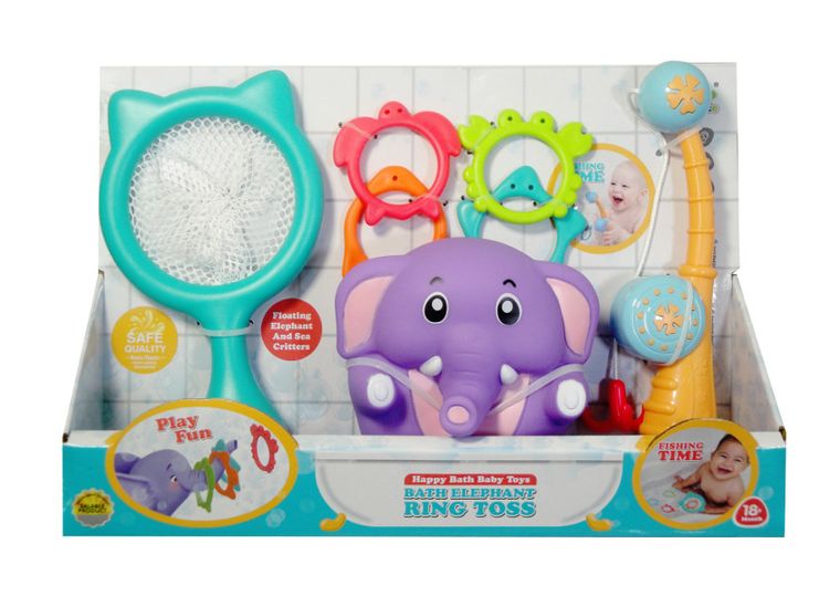 Swede, słonik z obręczami i wędką, zabawki do kąpieli