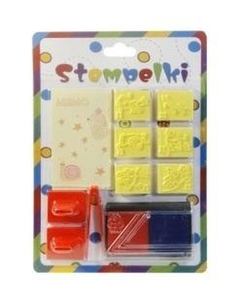 Swede, stemple z akcesoriami, czerwono-niebieski