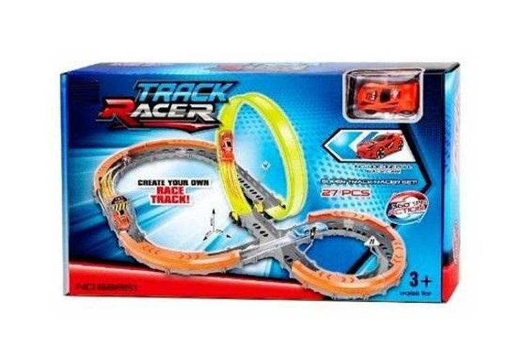 Swede, tor z metalowym autem i wyrzutnią, 27 elementów