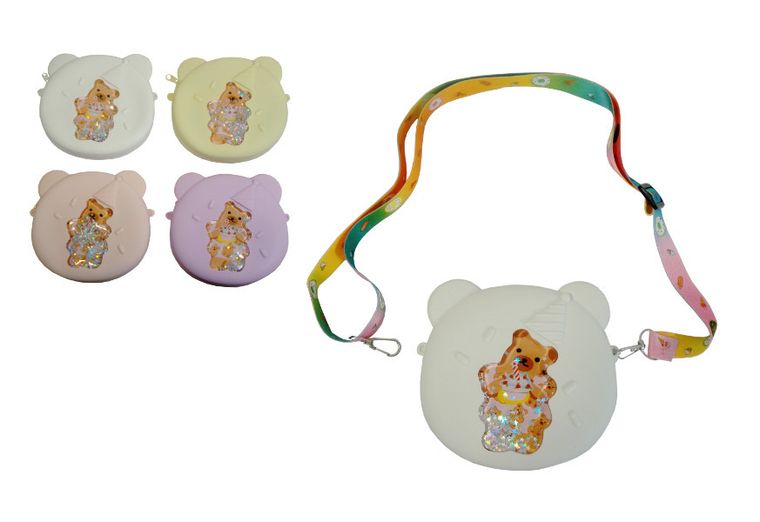 Swede, torebka listonoszka silikonowa, z misiem i wirującymi gwiazdeczkami