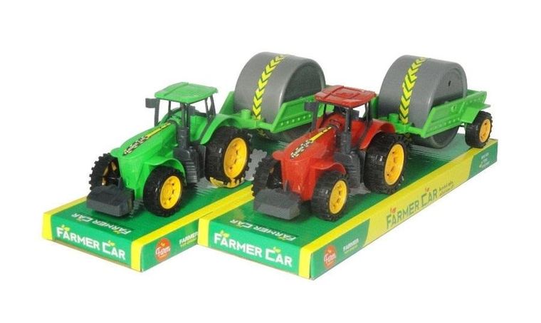 Swede, traktor z przyczepą, walec