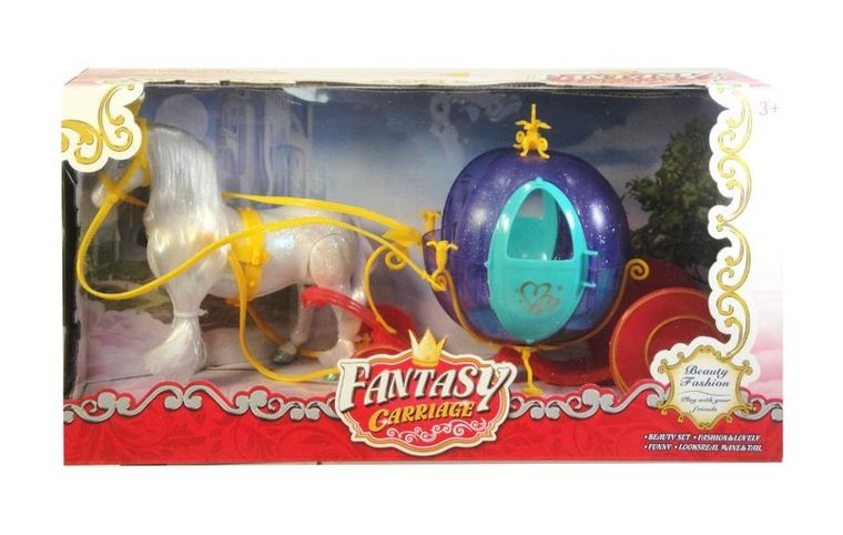 Swede, wóz kareta z koniem dla lalki księżniczki