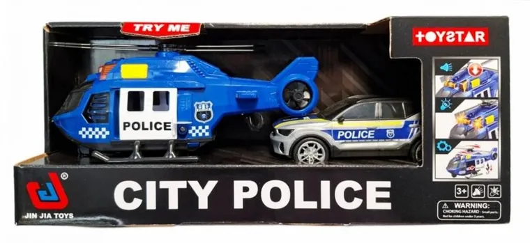 Swede, zestaw policyjny, helikopter + radiowóz