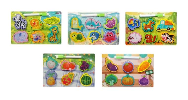 Swede, zwierzęta i owoce, puzzle drewniane