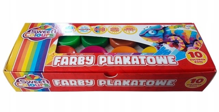 Sweet Colours, farby plakatowe, 10 kolorów, 20 ml