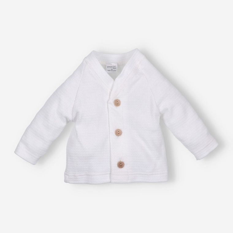 Sweter chłopięcy, rozpinany, biały, Pretilo Mini