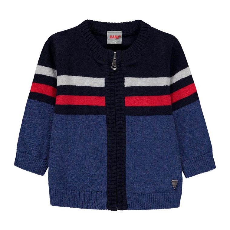 Sweter chłopięcy, rozpinany, granatowy, Kanz