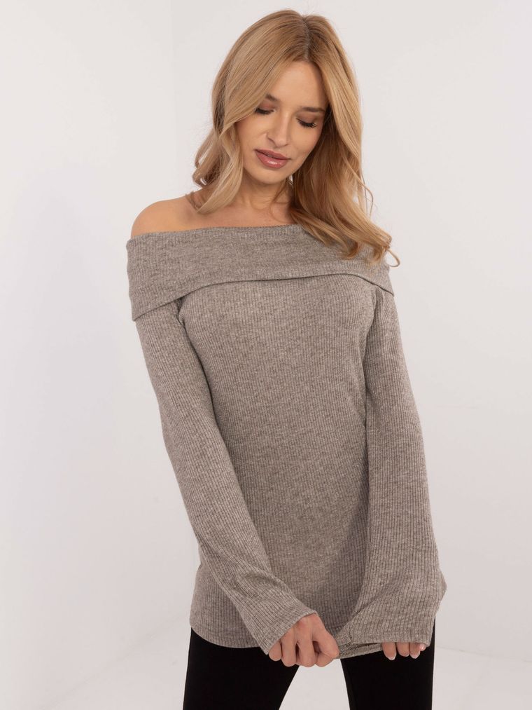 Sweter damski, beżowy, Italy Moda