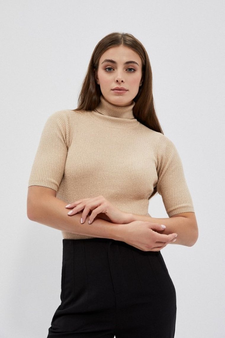 Sweter damski, beżowy, Moodo