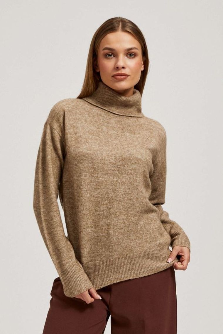 Sweter damski, beżowy, Moodo